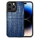 For iPhone 14 Pro Crocodile Grain Leather Back Cover Phone Case(Blue)