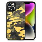 For iPhone 14 Camouflage Back Cover Leather Phone Case(Yellow)