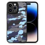 For iPhone 14 Pro Max Camouflage Leather Back Cover Phone Case(Blue)
