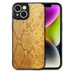 For iPhone 14 Plus Snakeskin Leather Back Cover Phone Case(Yellow)