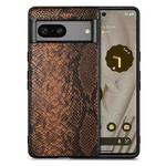 For Google Pixel 7 Snakeskin Leather Phone Case(Brown)