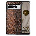 For Google Pixel 7 Pro SnakeskinLeather Phone Case(Brown)