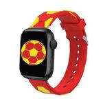 Football Style Metal Connector Silicone Watch Band For Apple Watch Series 8&7 41mm / SE 2&6&SE&5&4 40mm / 3&2&1 38mm(Red+Yellow)