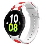For Samsung Galaxy Watch5 / 5 Pro 20mm Football Style Metal Connector Silicone Watch Band(White+Red)