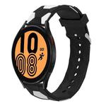 For Samsung Galaxy Watch4 / 4 Classic 20mm Football Style Metal Connector Silicone Watch Band(Black+White)