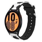 For Samsung Galaxy Watch4 / 4 Classic 20mm Football Style Metal Connector Silicone Watch Band(White+Black)