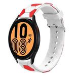 For Samsung Galaxy Watch4 / 4 Classic 20mm Football Style Metal Connector Silicone Watch Band(White+Red)