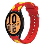 For Samsung Galaxy Watch4 / 4 Classic 20mm Football Style Metal Connector Silicone Watch Band(Red+Yellow)