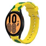 For Samsung Galaxy Watch4 / 4 Classic 20mm Football Style Metal Connector Silicone Watch Band(Yellow+Green)