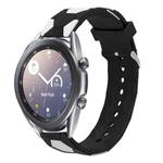 For Samsung Galaxy Watch3 41mm 20mm Football Style Metal Connector Silicone Watch Band(Black+White)