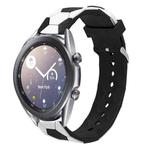 For Samsung Galaxy Watch3 41mm 20mm Football Style Metal Connector Silicone Watch Band(White+Black)