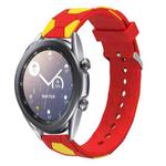 For Samsung Galaxy Watch3 41mm 20mm Football Style Metal Connector Silicone Watch Band(Red+Yellow)