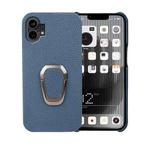 For Nothine Phone 1 Ring Holder Litchi Texture Genuine Leather Phone Case(Blue)