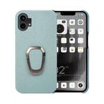 For Nothine Phone 1 Ring Holder Litchi Texture Genuine Leather Phone Case(Cyan)