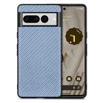 For Google Pixel 7 Pro Carbon Fiber Texture Leather Back Cover Phone Case(blue)