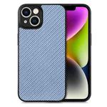 For iPhone 14 Carbon Fiber Texture Leather Back Cover Phone Case(Blue)