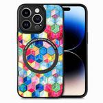 For iPhone 14 Pro Colored Drawing Leather Back Cover Magsafe Phone Case(Magic Space)