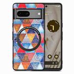 For Google Pixel 7 Colored Drawing Leather Back Cover Magsafe Phone Case(Rhombus Mandala)