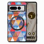 For Google Pixel 7 Pro Colored Drawing Leather Back Cover Magsafe Phone Case(Rhombus Mandala)