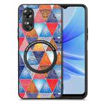 For OPPO A17 Colored Drawing Leather Back Cover Magsafe Phone Case(Rhombus Mandala)