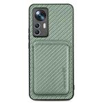 For Xiaomi 12T Carbon Fiber Leather Card Magsafe Phone Case(Green)