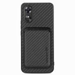 For OPPO A17 Pro Carbon Fiber Leather Card Magsafe Phone Case(Black)