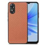 For OPPO A17 Carbon Fiber Texture Leather Back Cover Phone Case(Brown)