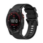 For Garmin Fenix 7X Solar 26mm Horizontal Texture Silicone Watch Band with Removal Tool(Black)