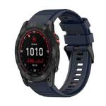 For Garmin Fenix 7X Solar 26mm Horizontal Texture Silicone Watch Band with Removal Tool(Navy Blue)