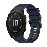 For Garmin Fenix 6X 26mm Horizontal Texture Silicone Watch Band with Removal Tool(Navy Blue)