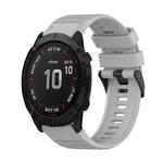 For Garmin Fenix 6X 26mm Horizontal Texture Silicone Watch Band with Removal Tool(Grey)