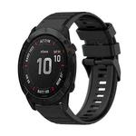For Garmin Fenix 6X Pro 26mm Horizontal Texture Silicone Watch Band with Removal Tool(Black)