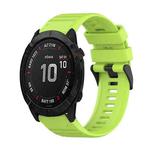 For Garmin Fenix 6X Pro 26mm Horizontal Texture Silicone Watch Band with Removal Tool(Lime Green)