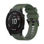 For Garmin Fenix 6X Pro 26mm Horizontal Texture Silicone Watch Band with Removal Tool(Army Green)