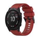 For Garmin Fenix 6X Pro 26mm Horizontal Texture Silicone Watch Band with Removal Tool(Red)