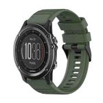 For Garmin Fenix 3 HR 26mm Horizontal Texture Silicone Watch Band with Removal Tool(Army Green)