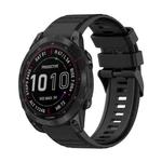 For Garmin Fenix 7 22mm Horizontal Texture Silicone Watch Band with Removal Tool(Black)