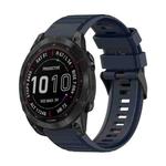 For Garmin Fenix 7 22mm Horizontal Texture Silicone Watch Band with Removal Tool(Navy Blue)