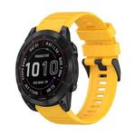For Garmin Fenix 7 22mm Horizontal Texture Silicone Watch Band with Removal Tool(Yellow)