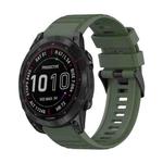 For Garmin Fenix 7 22mm Horizontal Texture Silicone Watch Band with Removal Tool(Army Green)