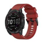 For Garmin Fenix 7 22mm Horizontal Texture Silicone Watch Band with Removal Tool(Red)