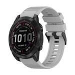 For Garmin Fenix 7 Solar 22mm Horizontal Texture Silicone Watch Band with Removal Tool(Grey)