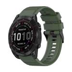 For Garmin Fenix 7 Sapphire Solar 22mm Horizontal Texture Silicone Watch Band with Removal Tool(Army Green)