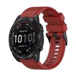 For Garmin Fenix 7 Sapphire Solar 22mm Horizontal Texture Silicone Watch Band with Removal Tool(Red)