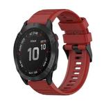 For Garmin Fenix 6 GPS 22mm Horizontal Texture Silicone Watch Band with Removal Tool(Red)