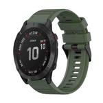 For Garmin Fenix 6 Sapphire GPS 22mm Horizontal Texture Silicone Watch Band with Removal Tool(Army Green)