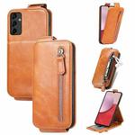 For Samsung Galaxy A14 5G Zipper Wallet Vertical Flip Leather Phone Case(Brown)
