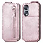 For Honor 70 Zipper Wallet Vertical Flip Leather Phone Case(Rose Gold)