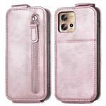 For Motorola Edge 30 Fusion Zipper Wallet Vertical Flip Leather Phone Case(Rose Gold)