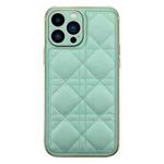 For iPhone 14 Pro Max D03 Grid PU Leather Electroplated Phone Case(Green)